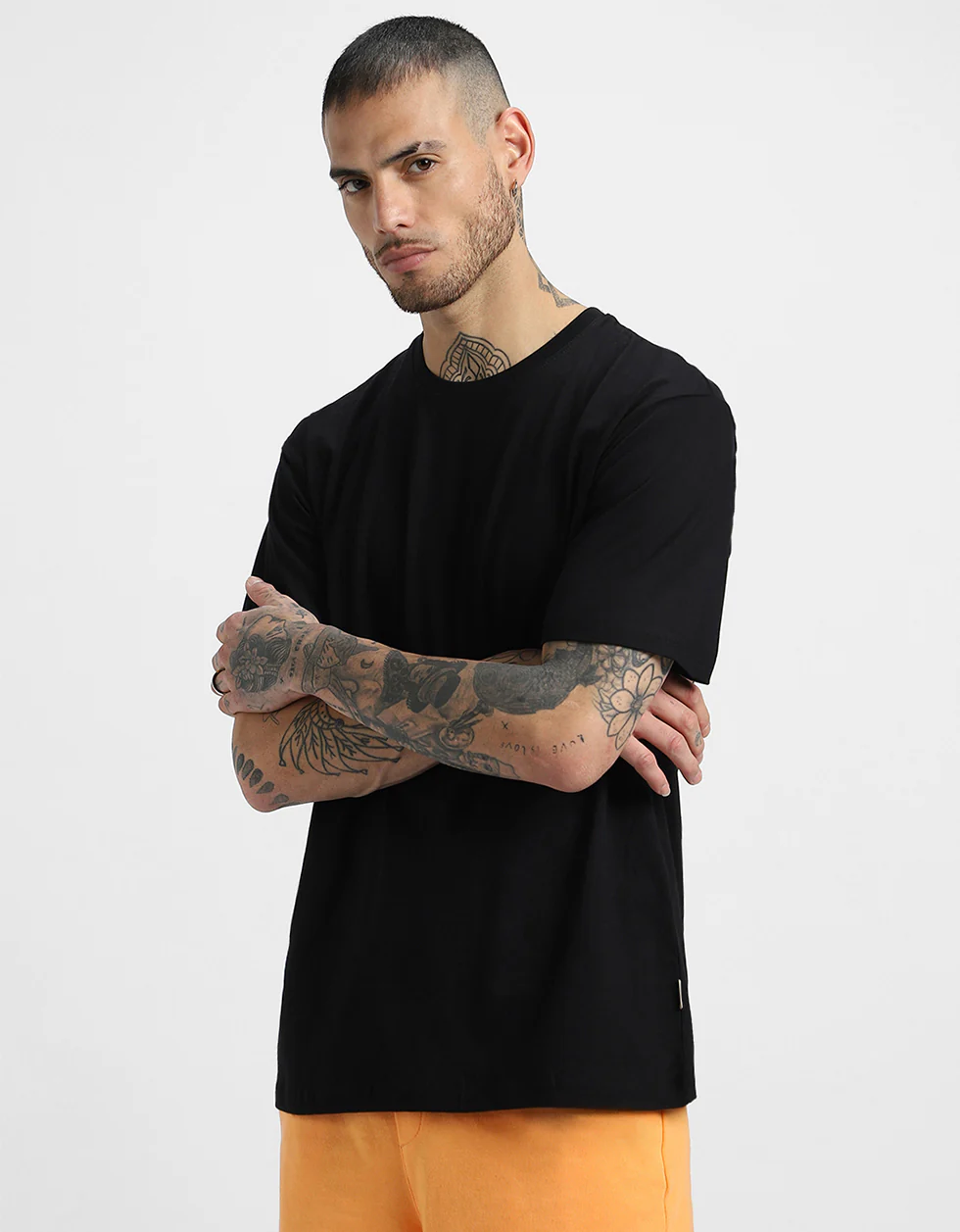 Fearless Black Oversized Back Graphic Printed T-shirt - Image 4