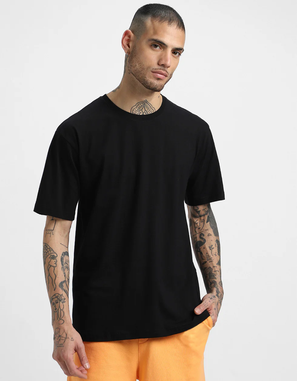 Fearless Black Oversized Back Graphic Printed T-shirt - Image 5