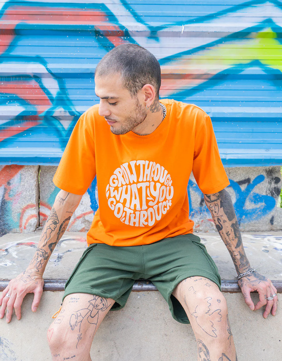 Men's Grow Through What You Go Through Print Oversize T-shirt