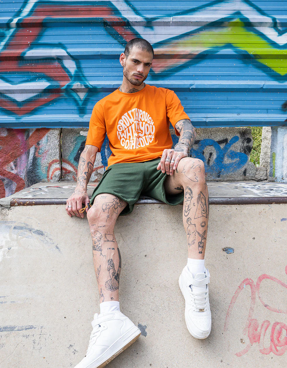 Men's Grow Through What You Go Through Print Oversize T-shirt - Image 4