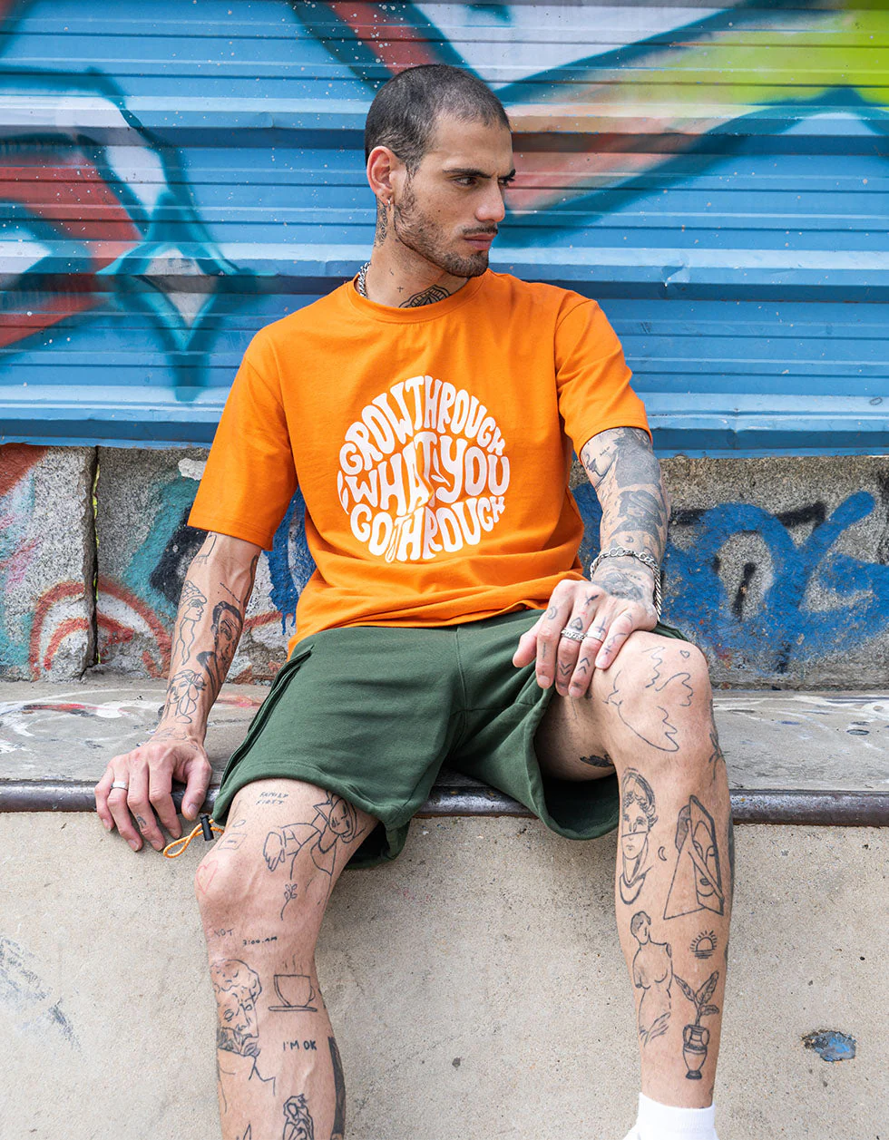 Men's Grow Through What You Go Through Print Oversize T-shirt - Image 5