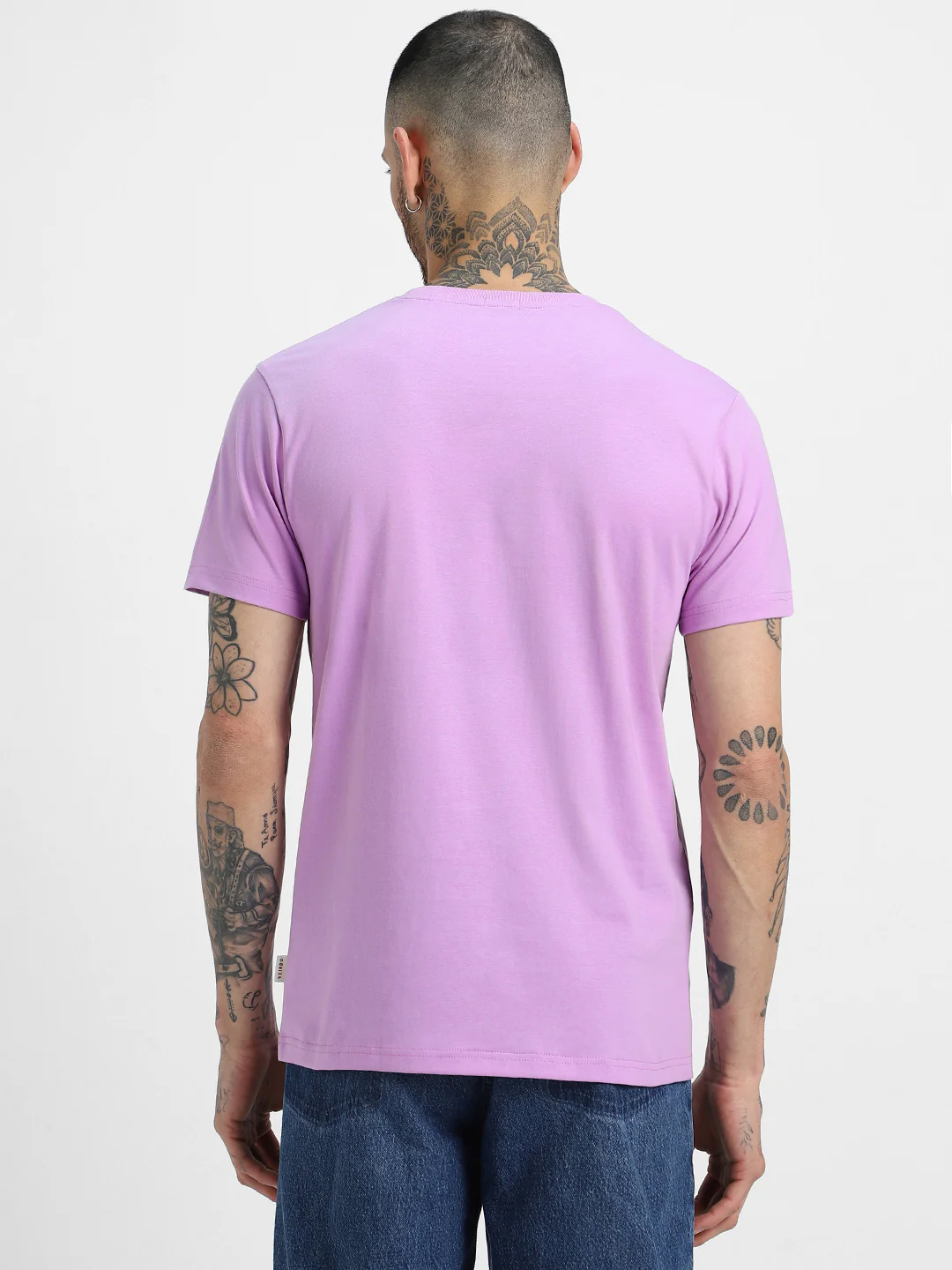 Lilac Plain Regular Fit T-shirt - Image 5