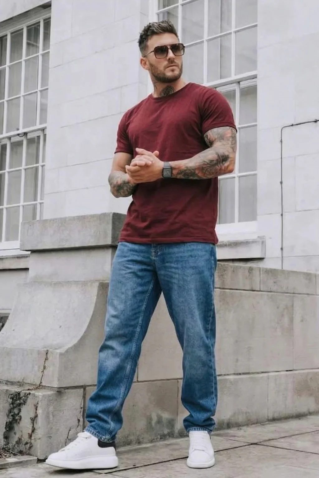 Maroon Plain Regular Fit T-shirt - Image 5