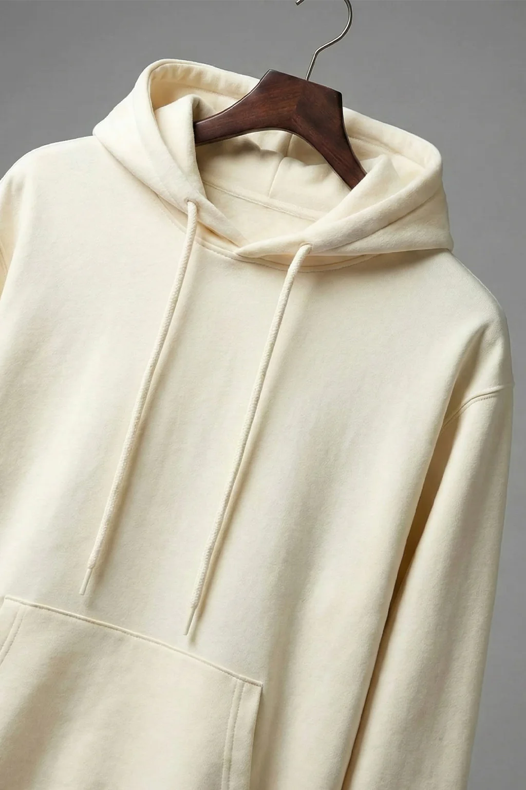 Off White Plain Regular Hoodie - Image 3