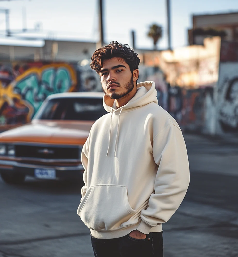 Off White Plain Regular Hoodie - Image 4