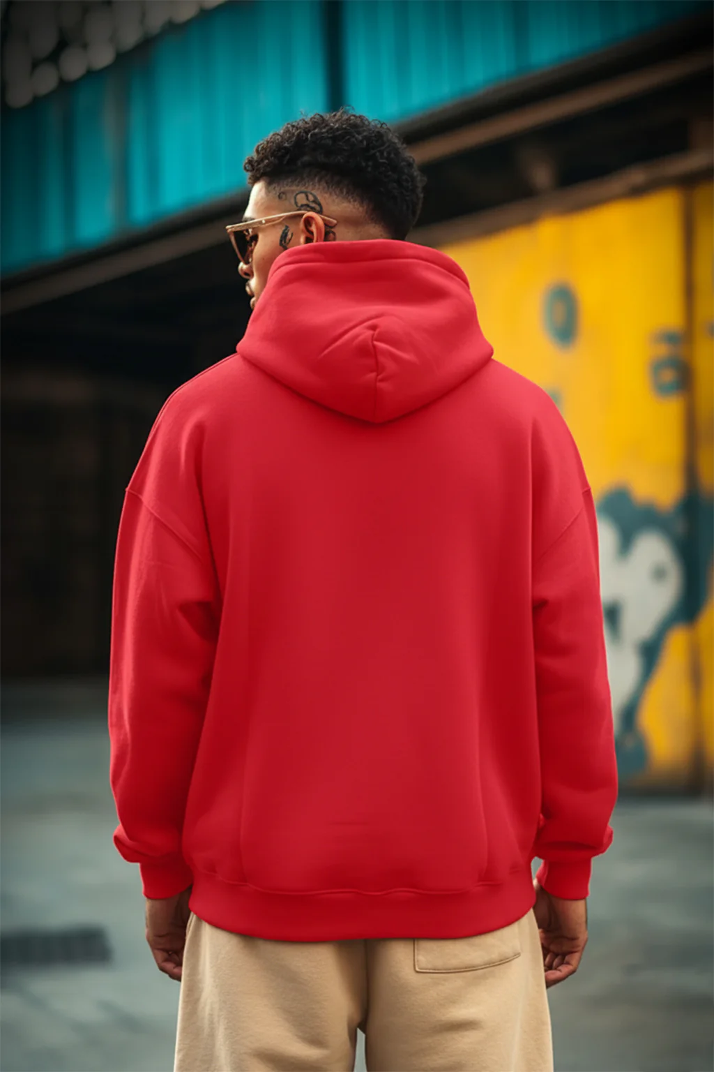 Go Veirdo Magenta Pocket Printed Oversized Hoodie - Image 6
