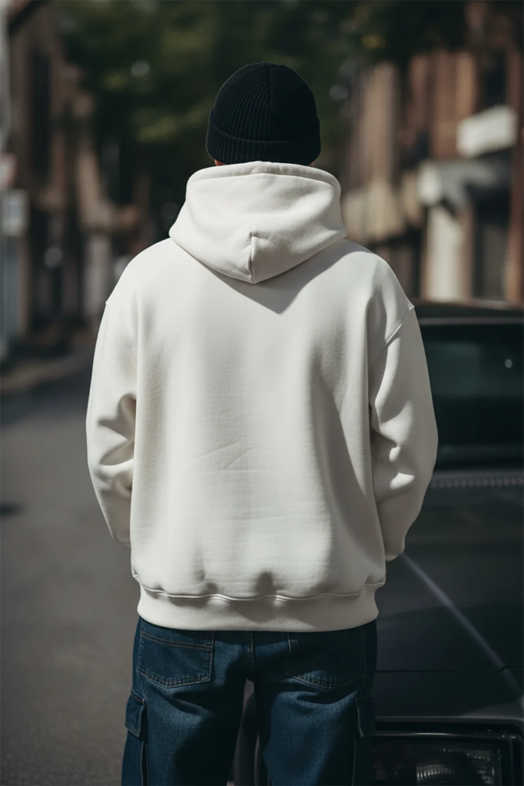 Seek Off-White Oversized Pocket Graphic Printed Hoodie - Image 2