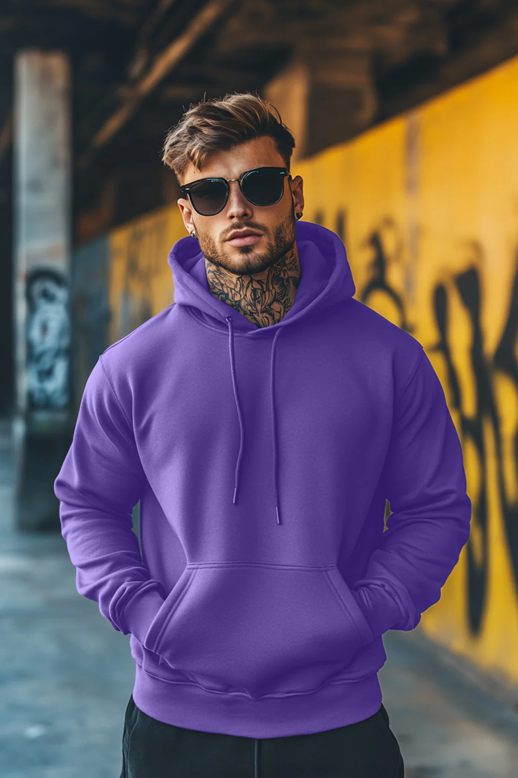 Purple Plain Regular Hoodie - Image 4