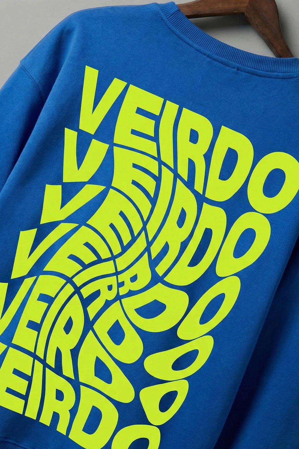 Veirdo Blue Oversized Back Typographic Printed Sweatshirt - Image 3