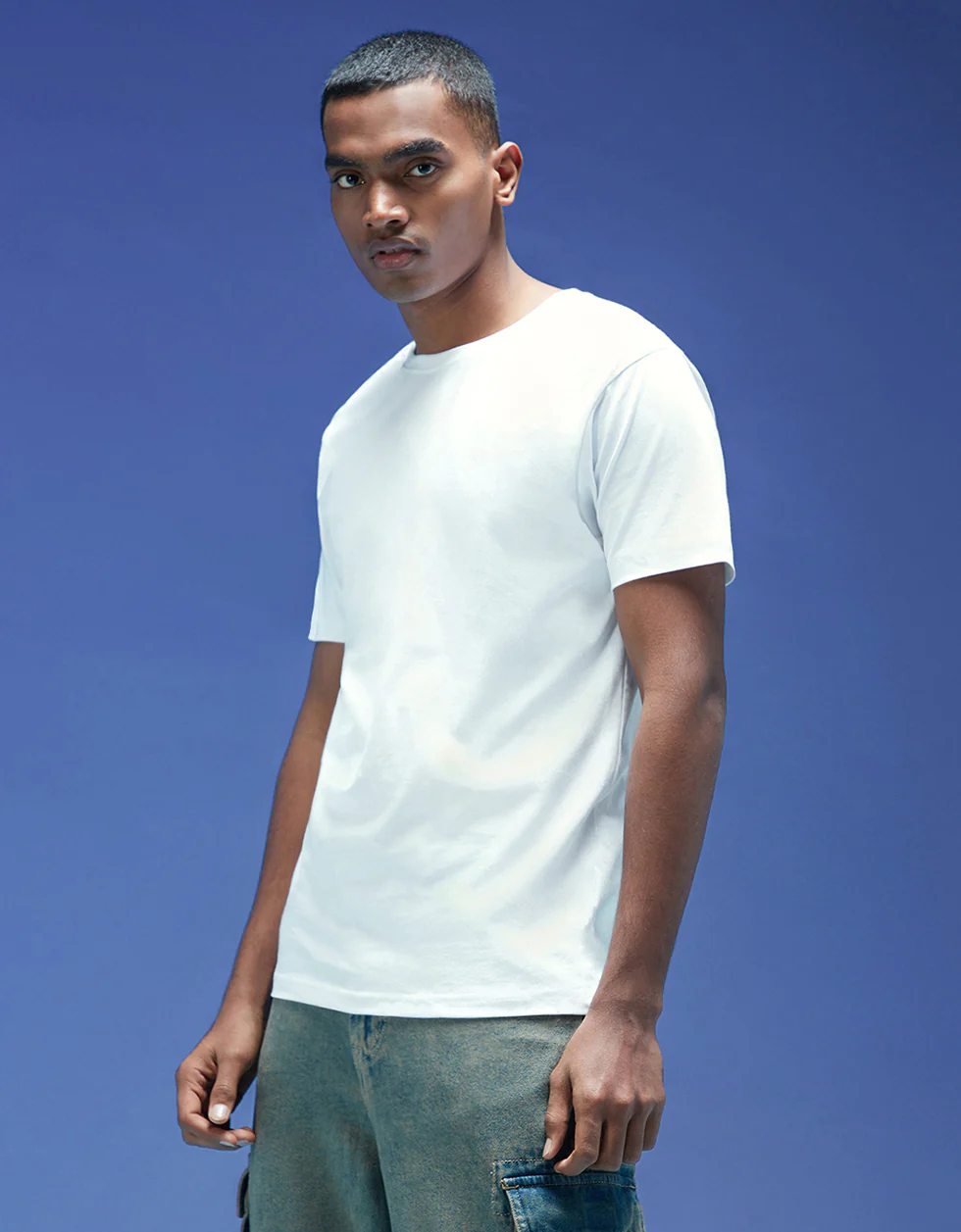 White Plain Regular Fit T-shirt - Image 6