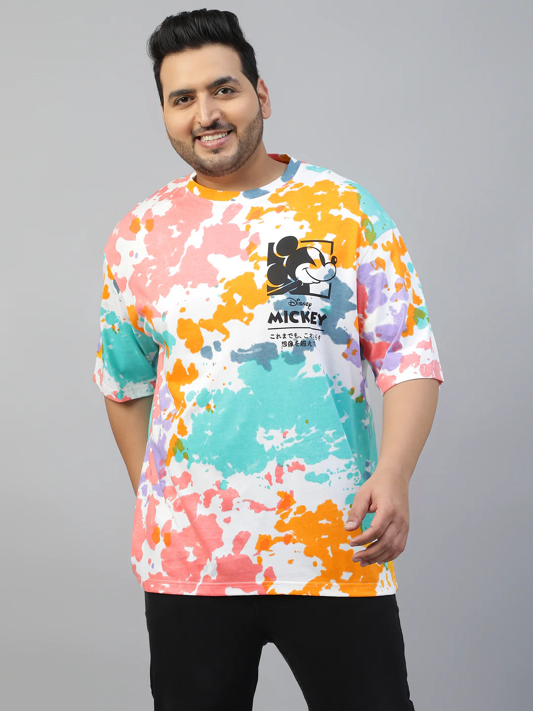 Mickey Loves Music Tie-Die Printed Plus Size T-shirt - Image 4