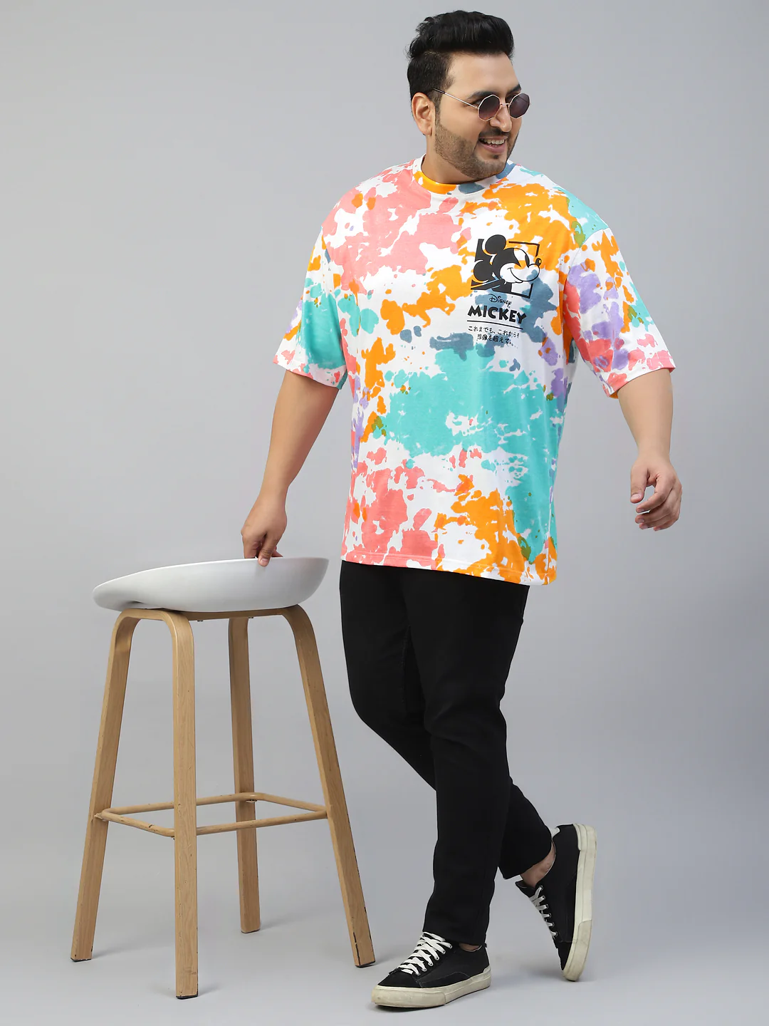 Mickey Loves Music Tie-Die Printed Plus Size T-shirt - Image 5