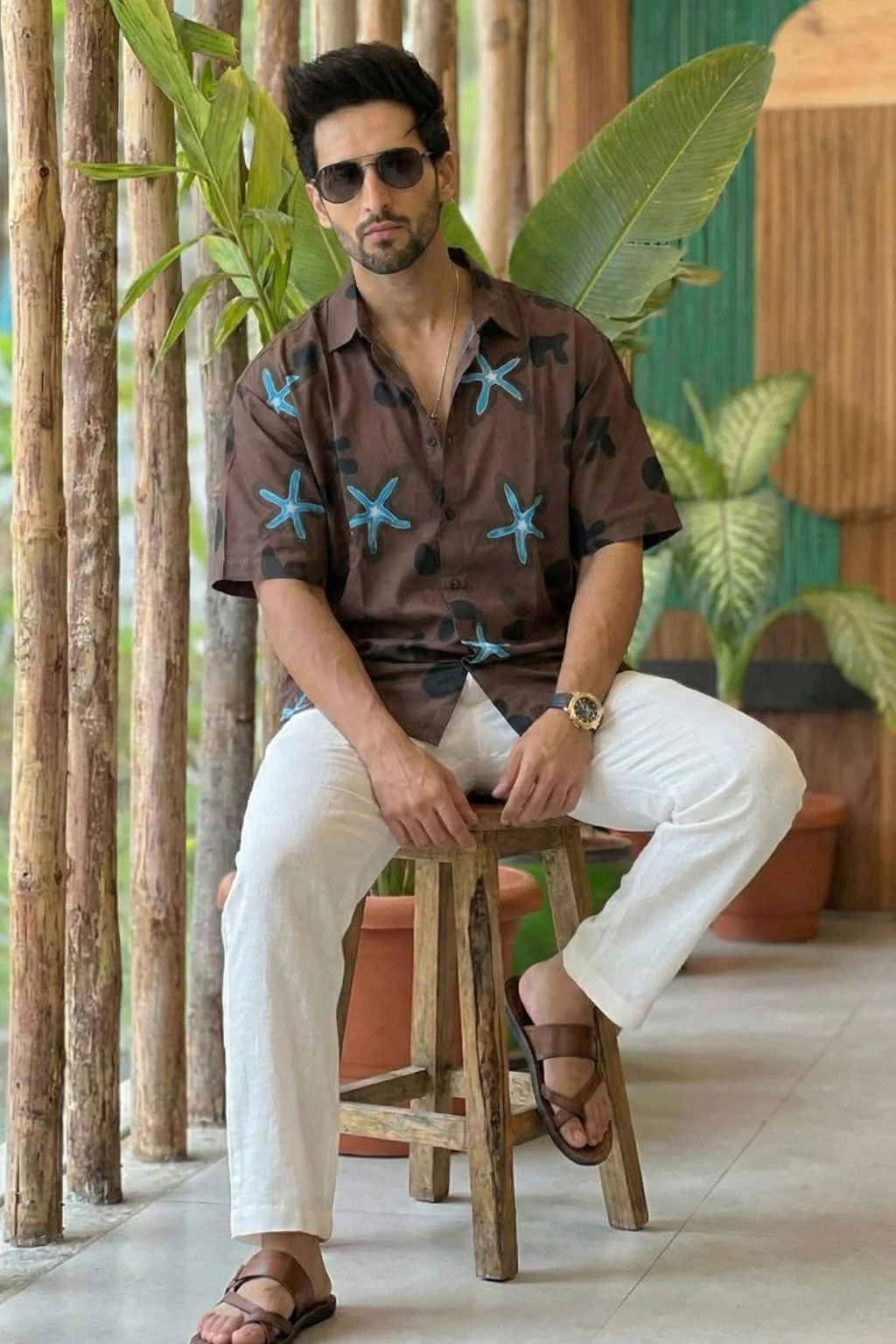 Midnight Star Brown All Over Print Oversized Exclusive Shirt - Image 5