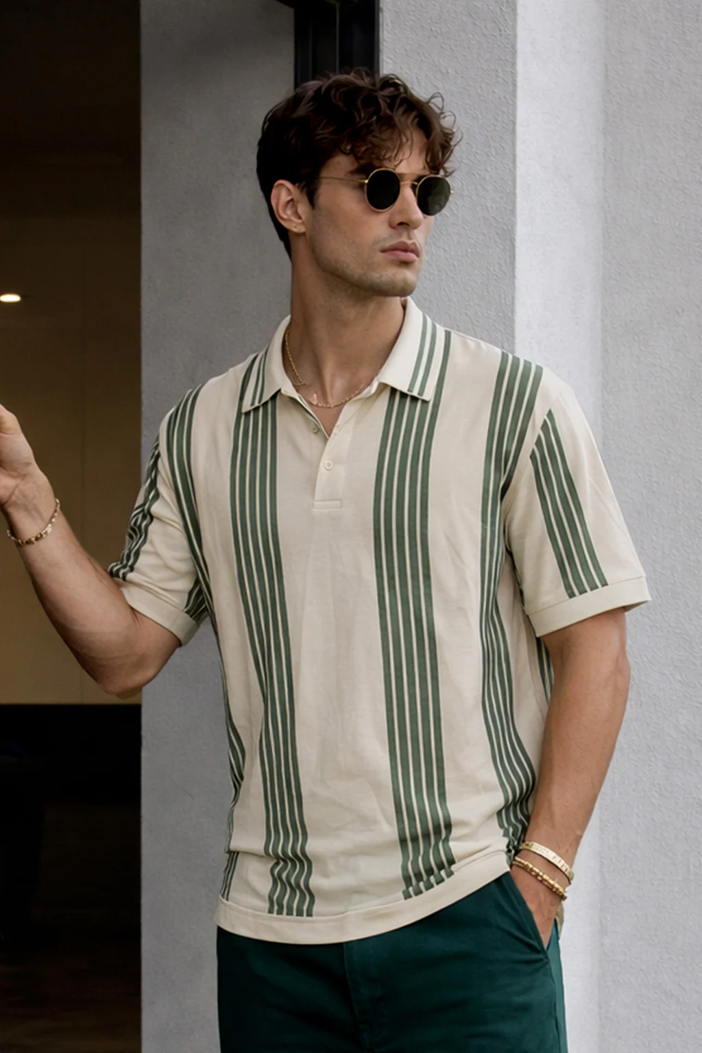 Monaco Line Swanwhite Flatknit Textured Regular Fit Exclusive Polo T-Shirt - Image 3