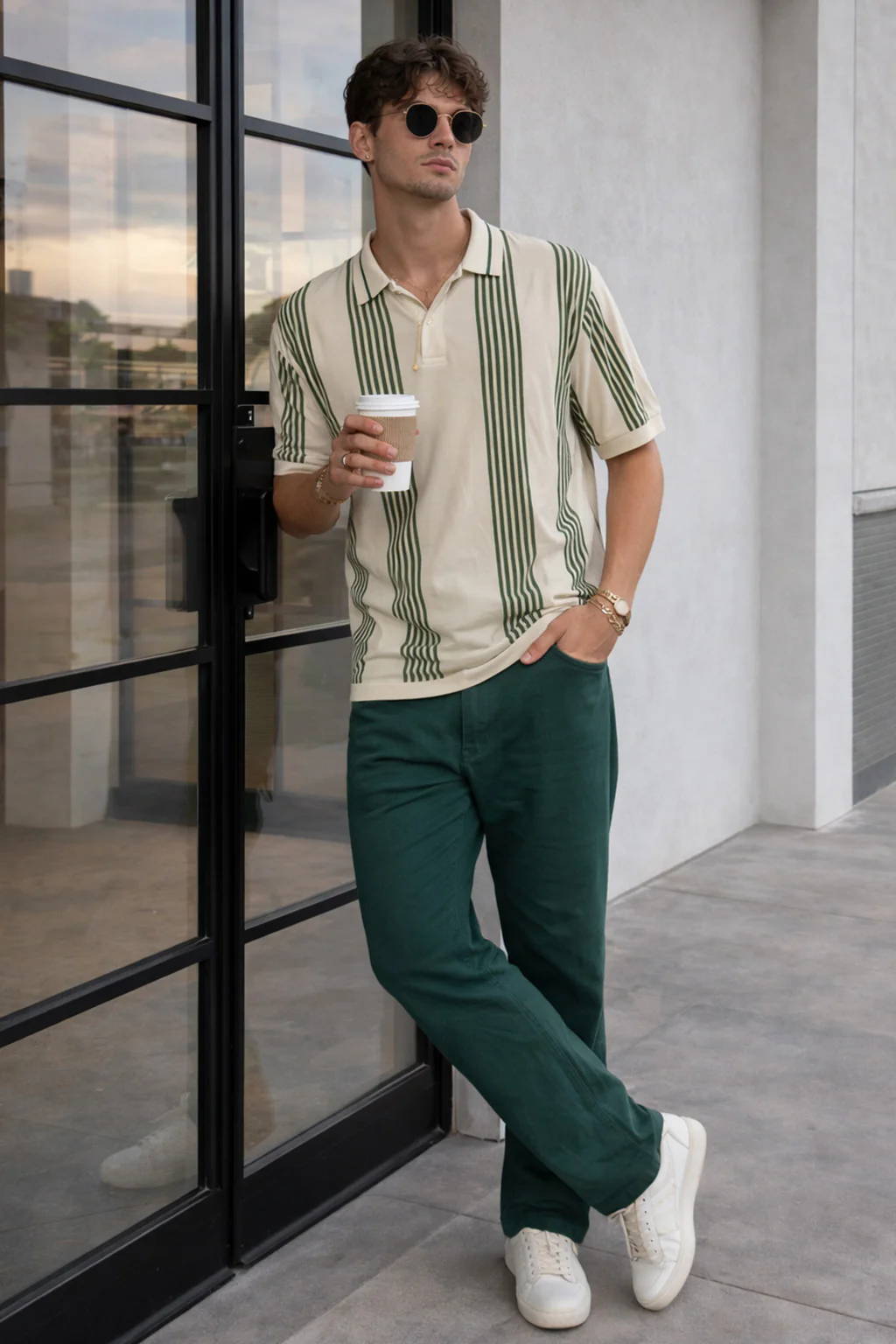 Monaco Line Swanwhite Flatknit Textured Regular Fit Exclusive Polo T-Shirt - Image 5
