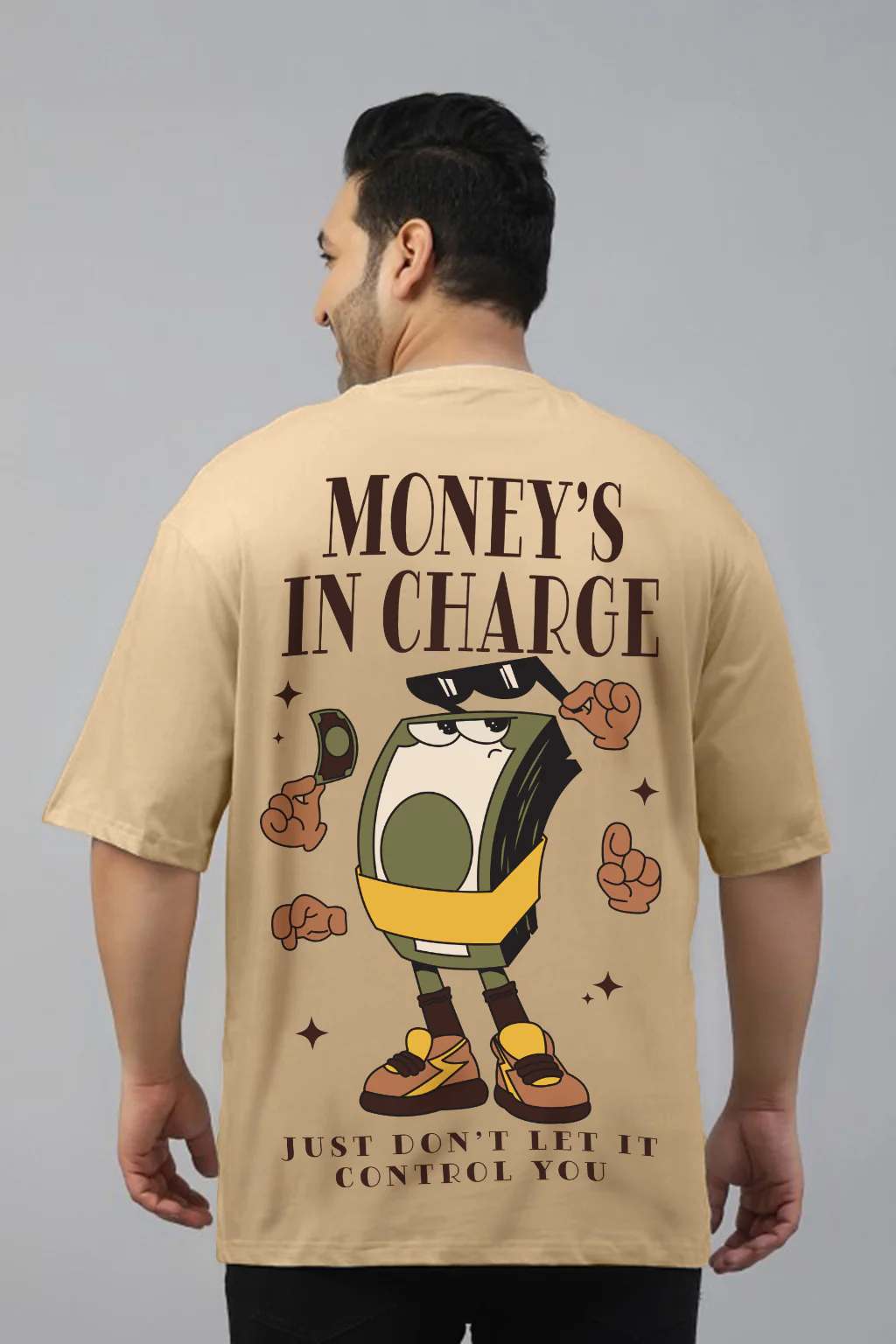 Money Beige Graphic Printed Plus Size T-shirt - Image 2