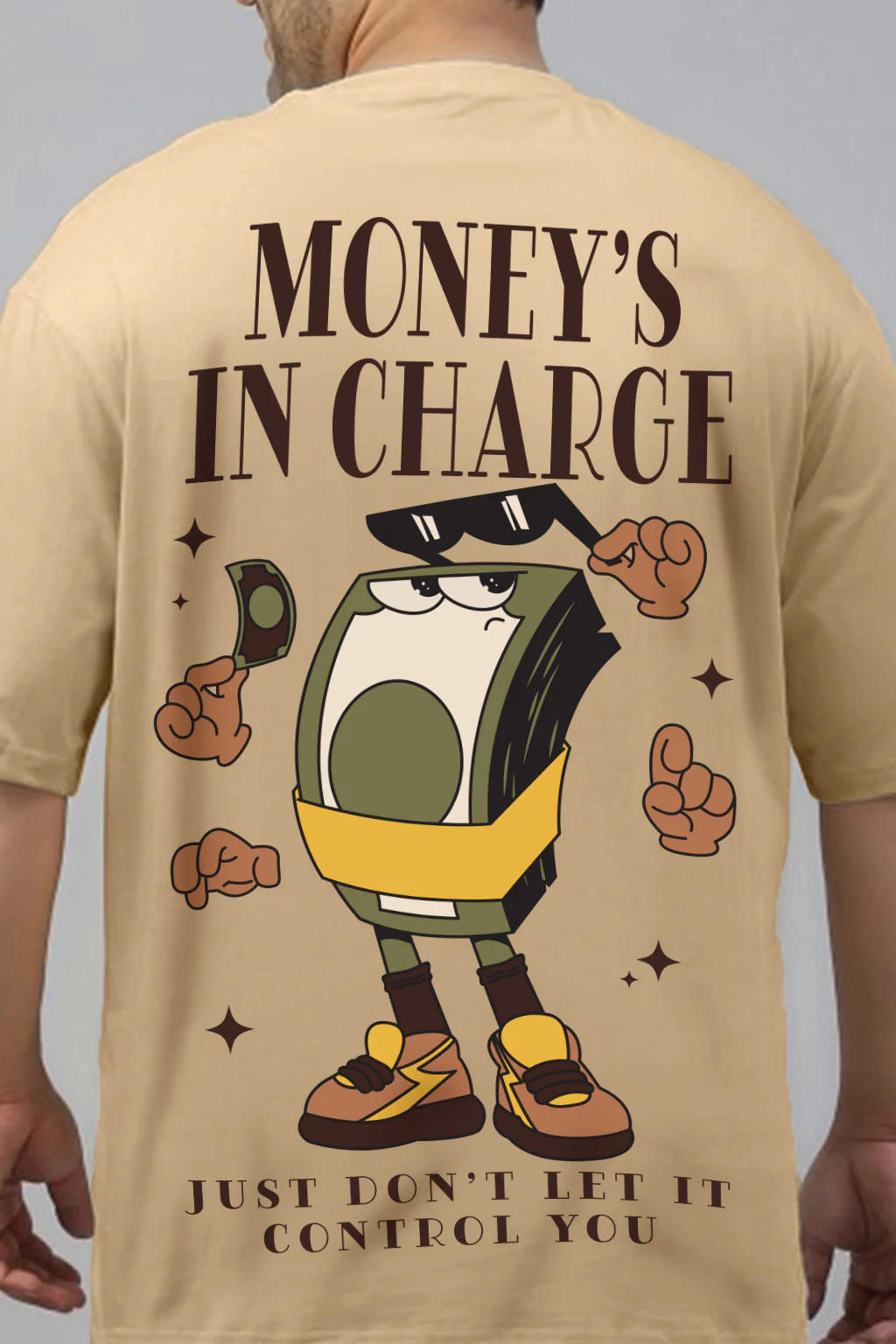 Money Beige Graphic Printed Plus Size T-shirt - Image 4