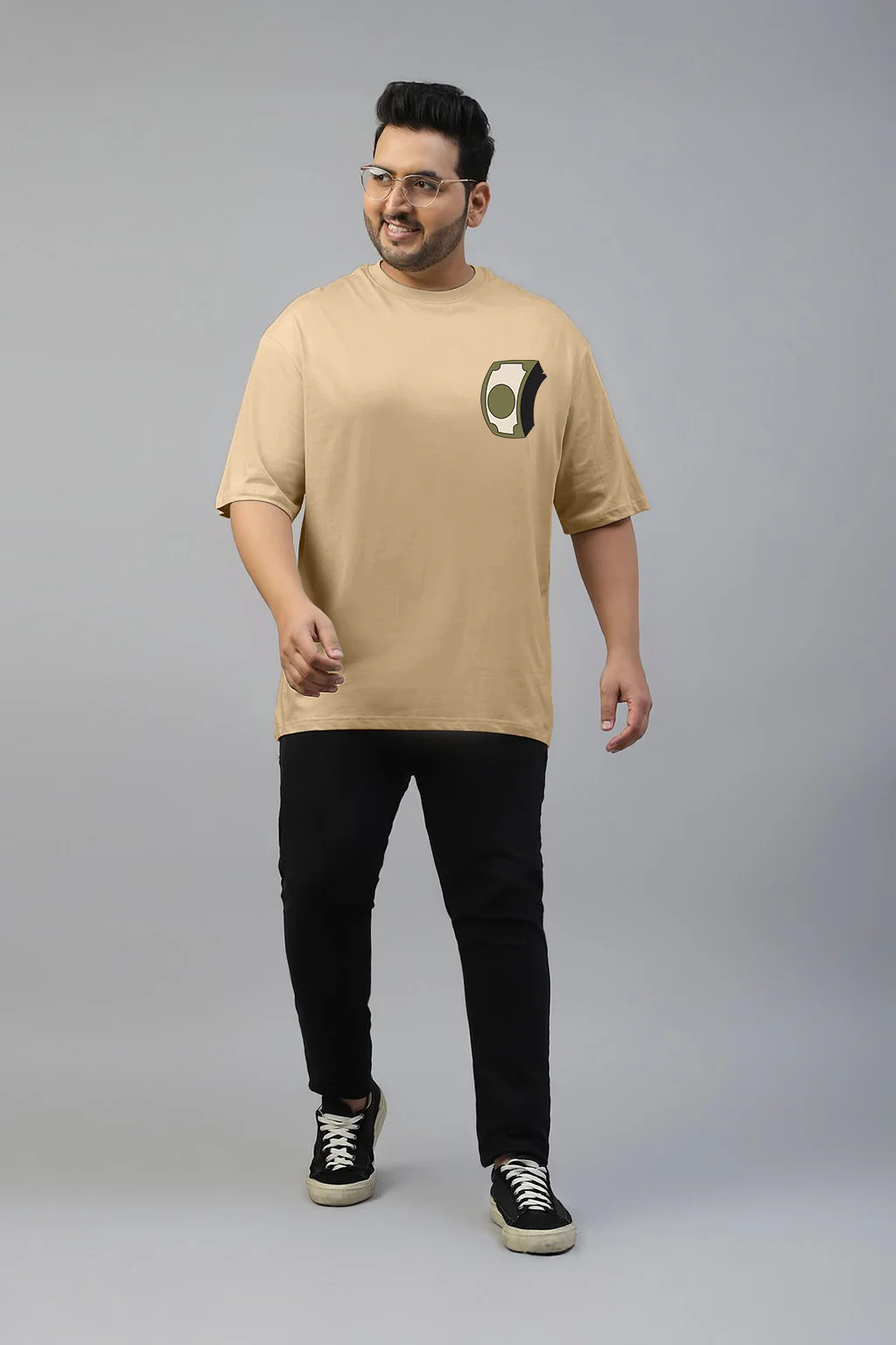 Money Beige Graphic Printed Plus Size T-shirt - Image 6