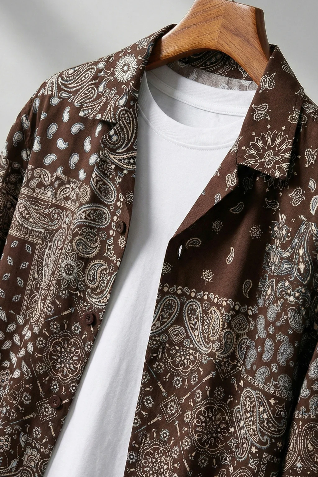 Monochrome Mosaic Brown All Over Print Oversized Exclusive Shirt - Image 3