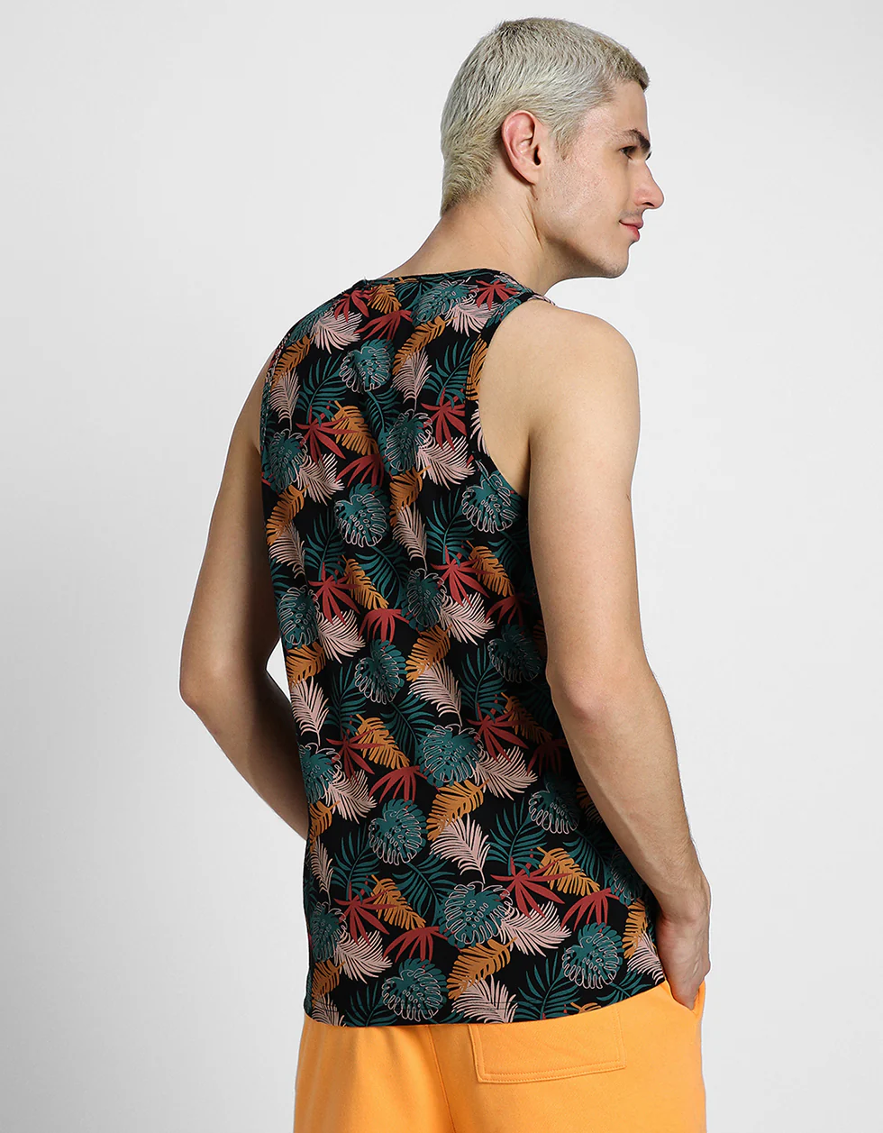 Multicolor Leaf Printed Gym Vest - Image 5