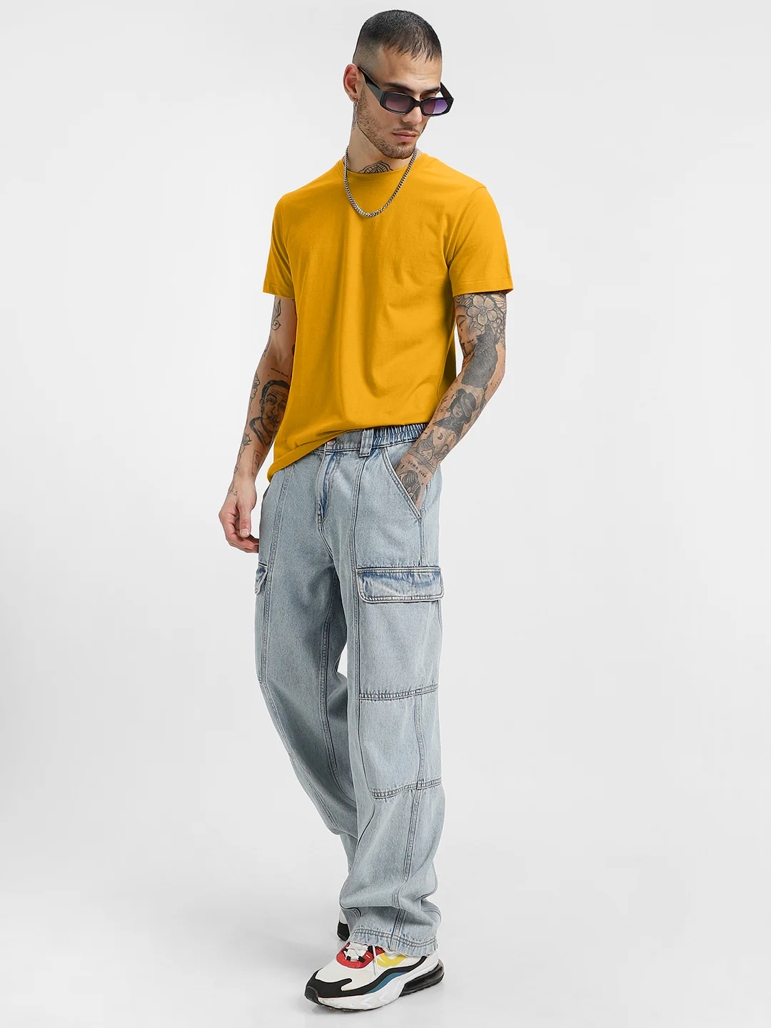 Mustard Plain Regular Fit T-shirt - Image 7
