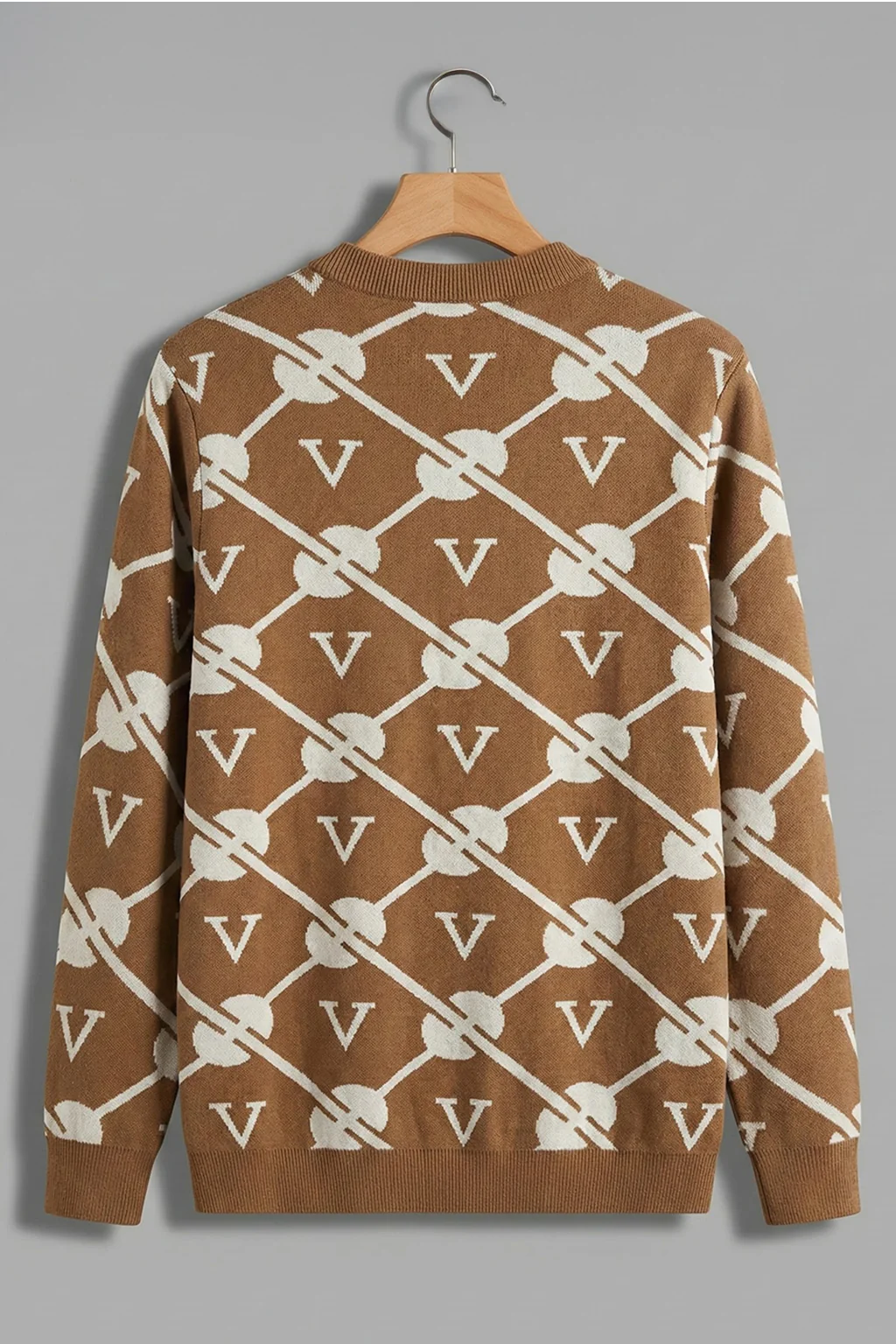 Mustard Yellow Jacquard Printed Regular FIt Sweatshirt - Image 3