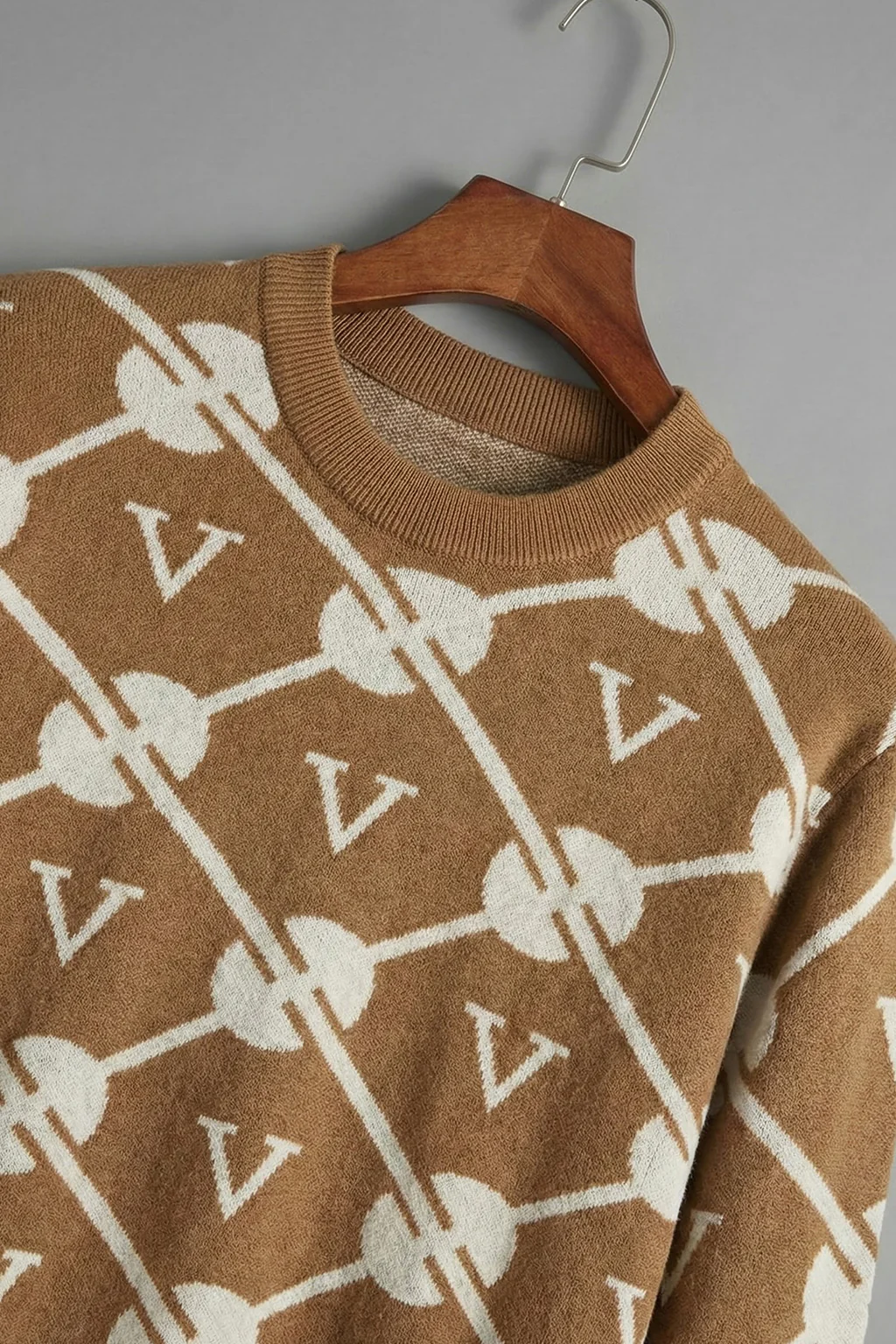 Mustard Yellow Jacquard Printed Regular FIt Sweatshirt - Image 4