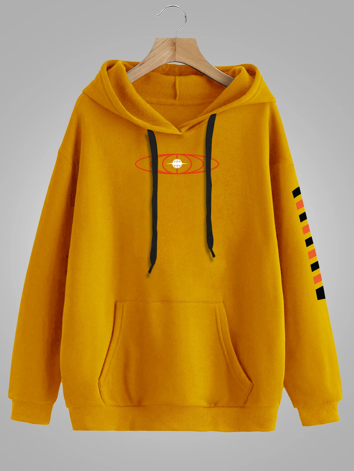 Bold in Mustard: Men's Printed Oversized Hoodie - Image 3