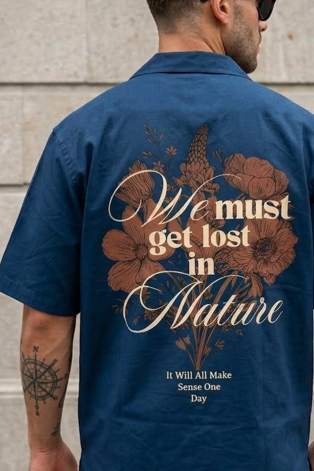 Nature Navy Oversized Printed Exclusive Shirt - Image 2