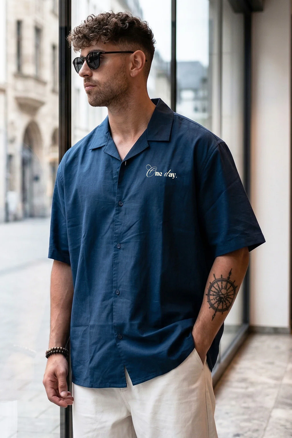 Nature Navy Oversized Printed Exclusive Shirt - Image 5