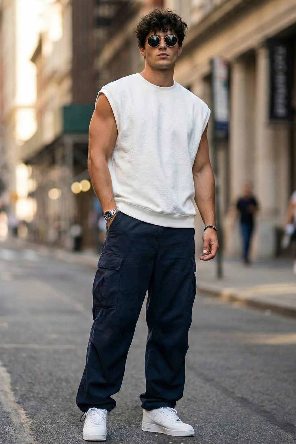Navy 5 Pocket Woven Straight Fit Exclusive Cargo Pant With Adjustable Ankle - Image 6