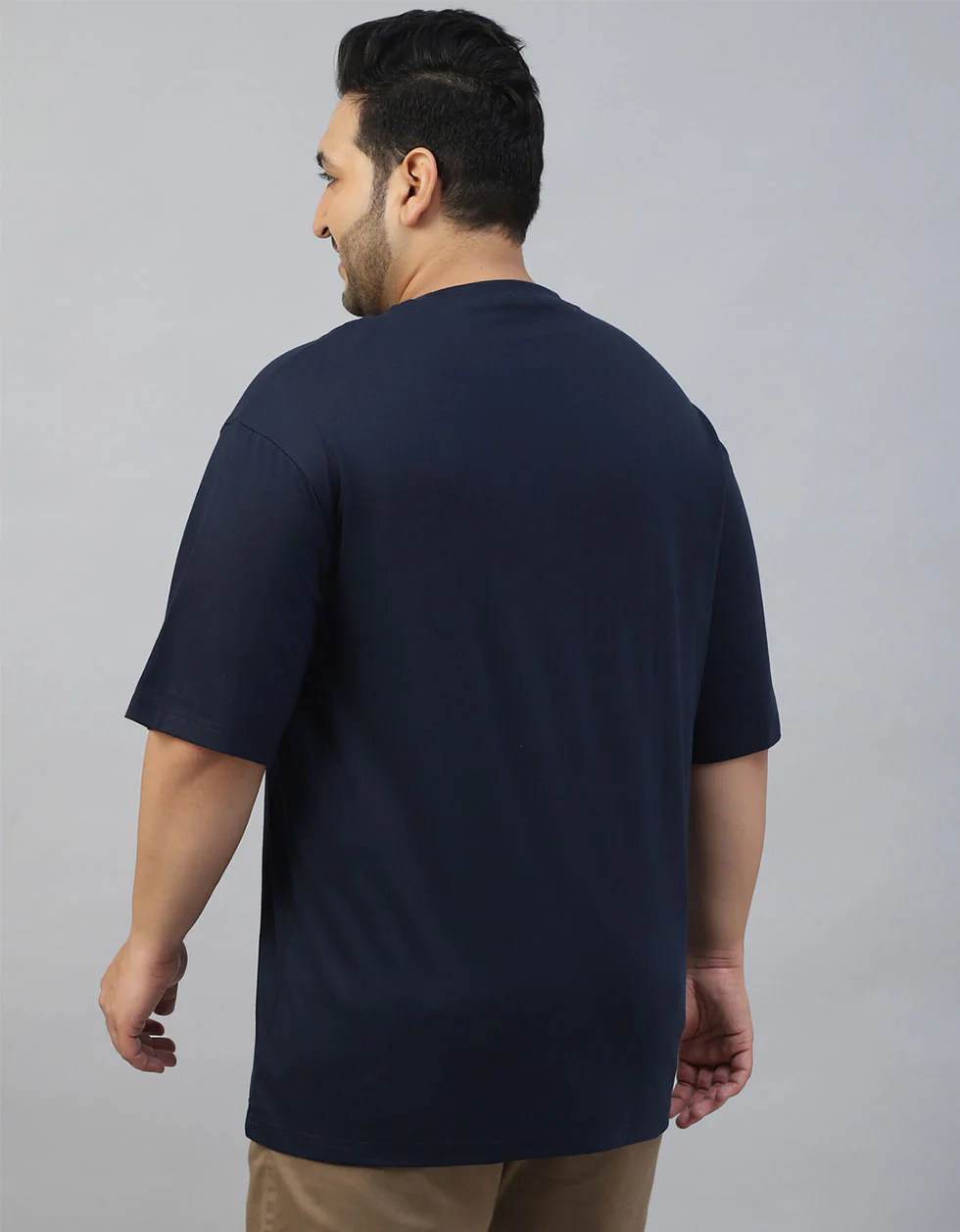 Navy Plain Plus Size T-shirt - Image 3