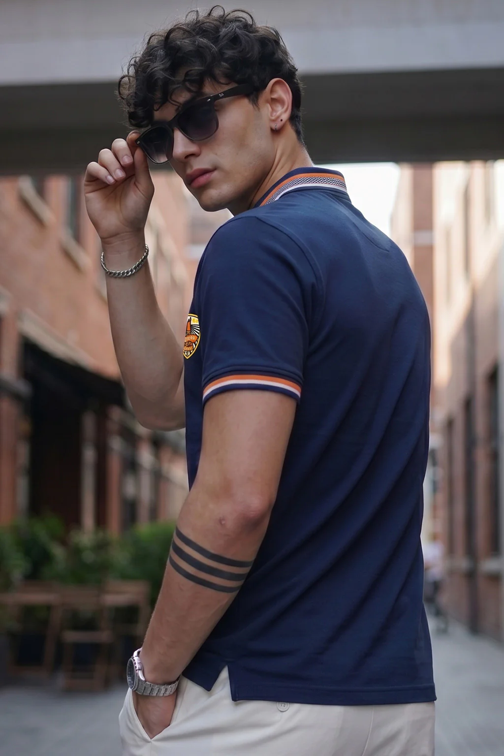 Navy Bedge Regular Fit Exclusive Pique Lycra Polo T-Shirt - Image 4