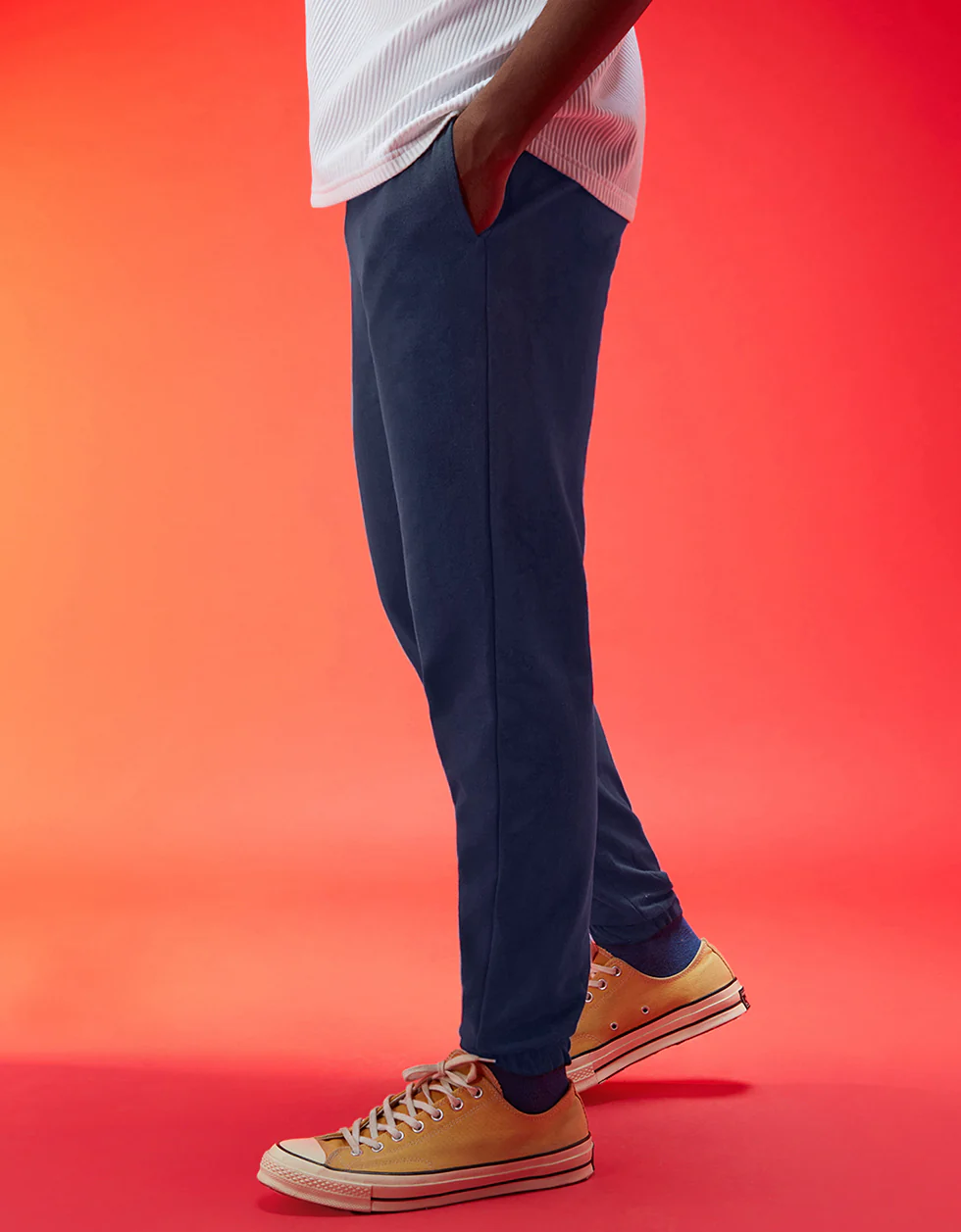 Navy Blue Solid Baggy Fit Joggers - Image 6