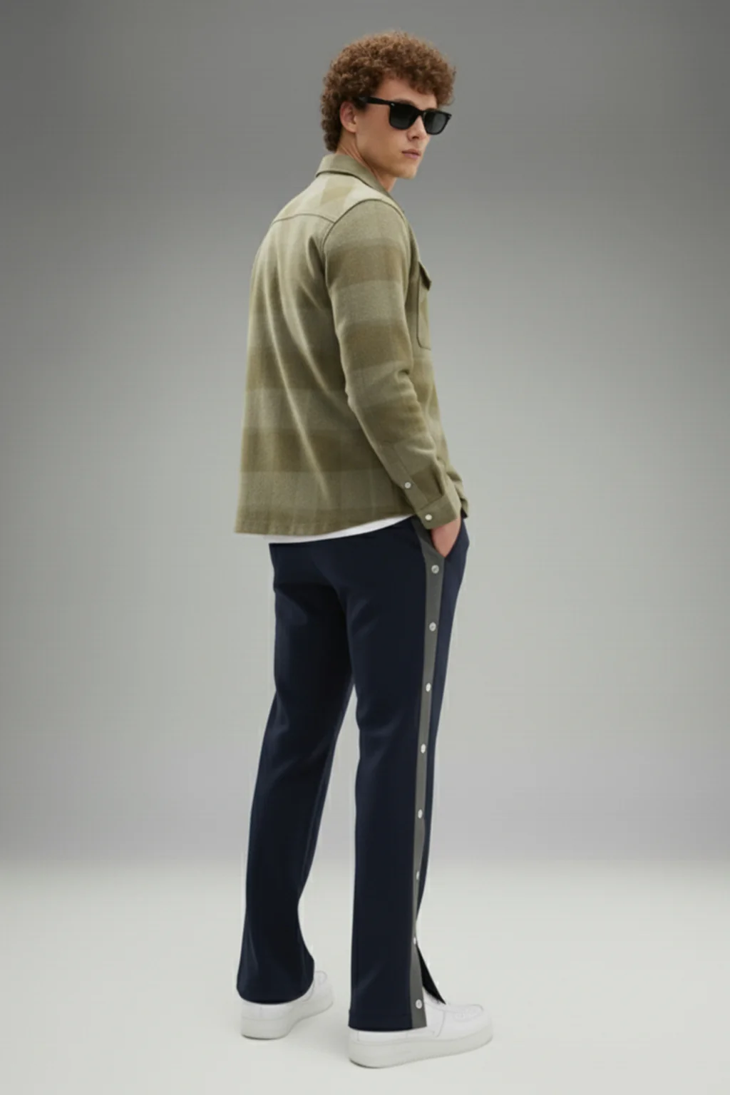 Navy and Grey Side Stripe Button Exclusive Knitted Cargo - Image 3