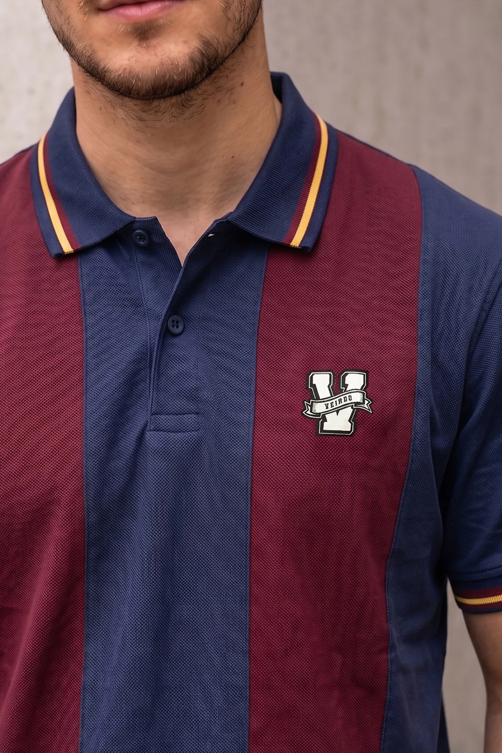 Navy Maroon Colorblock Regular Fit Exclusive Pique Lycra Polo T-Shirt - Image 2