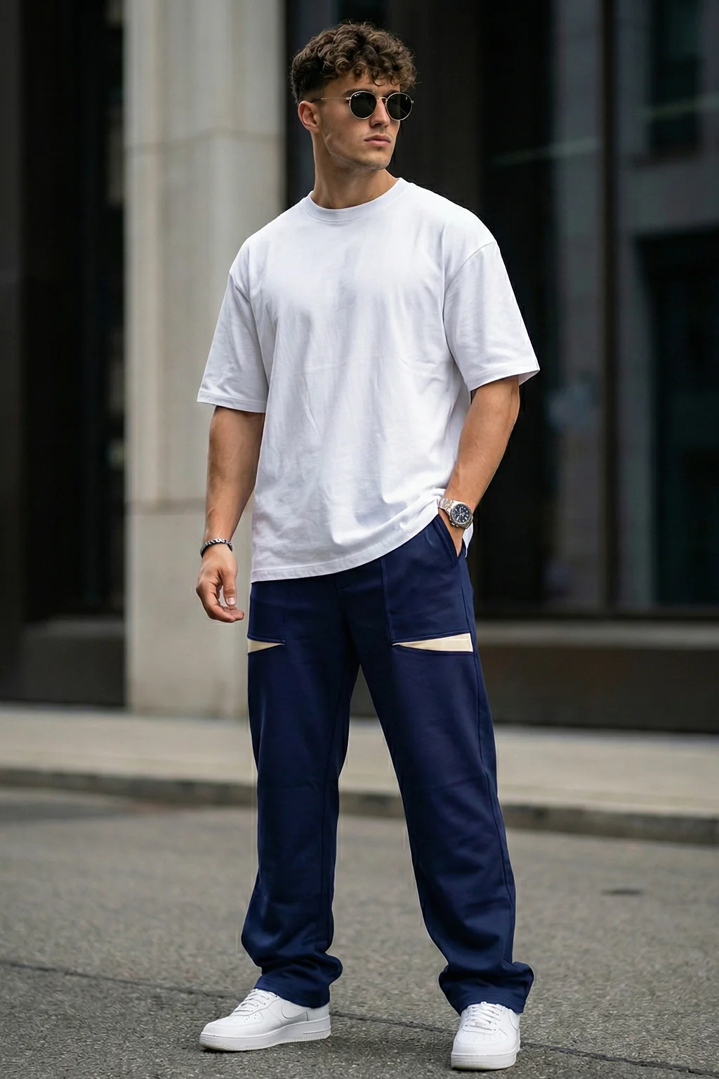Navy Plain Everyday Loose Fit Exclusive Knitted Cargo - Image 7
