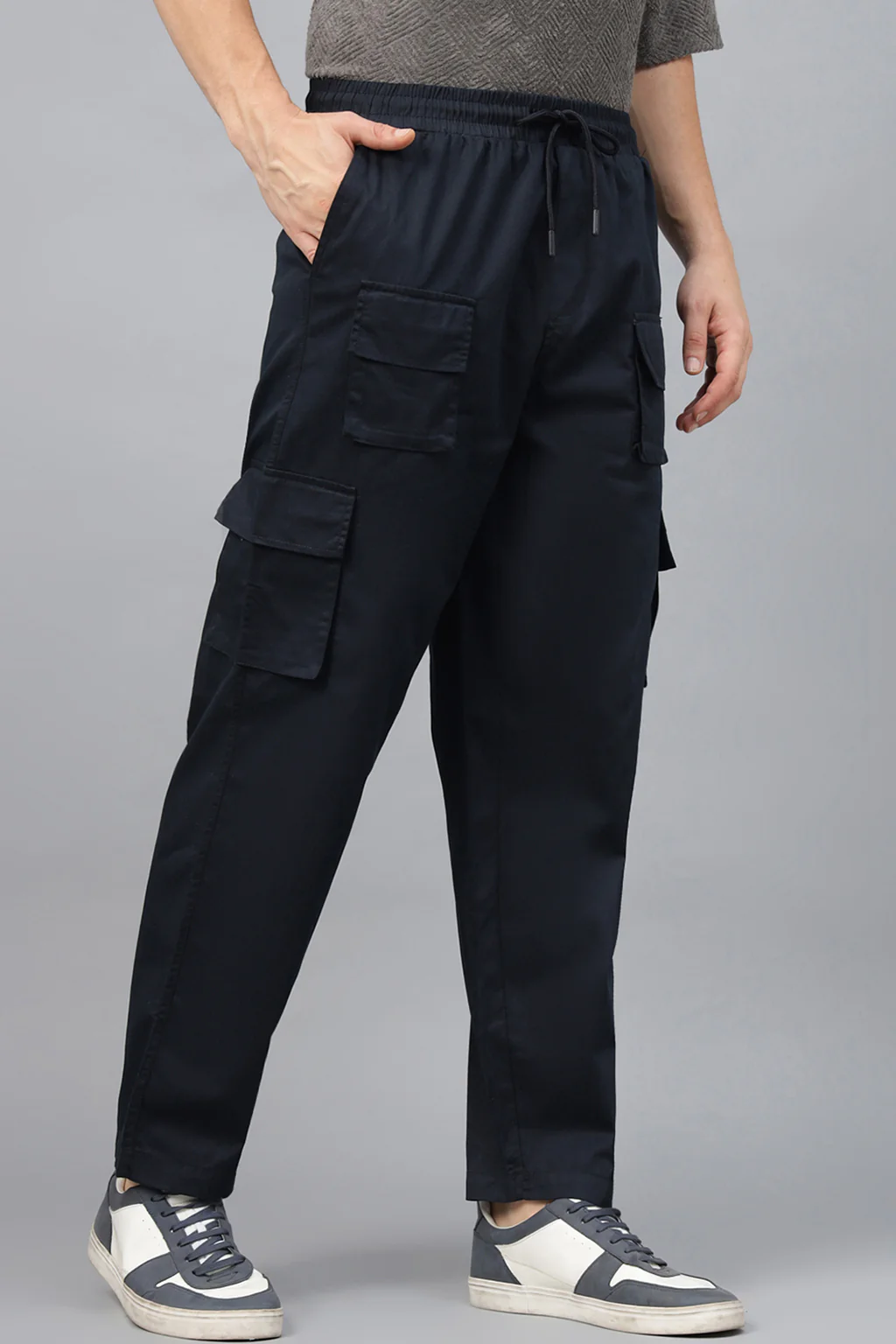 Navy Pure Cotton Baggy Fit 6 Pocket Cargo - Image 2