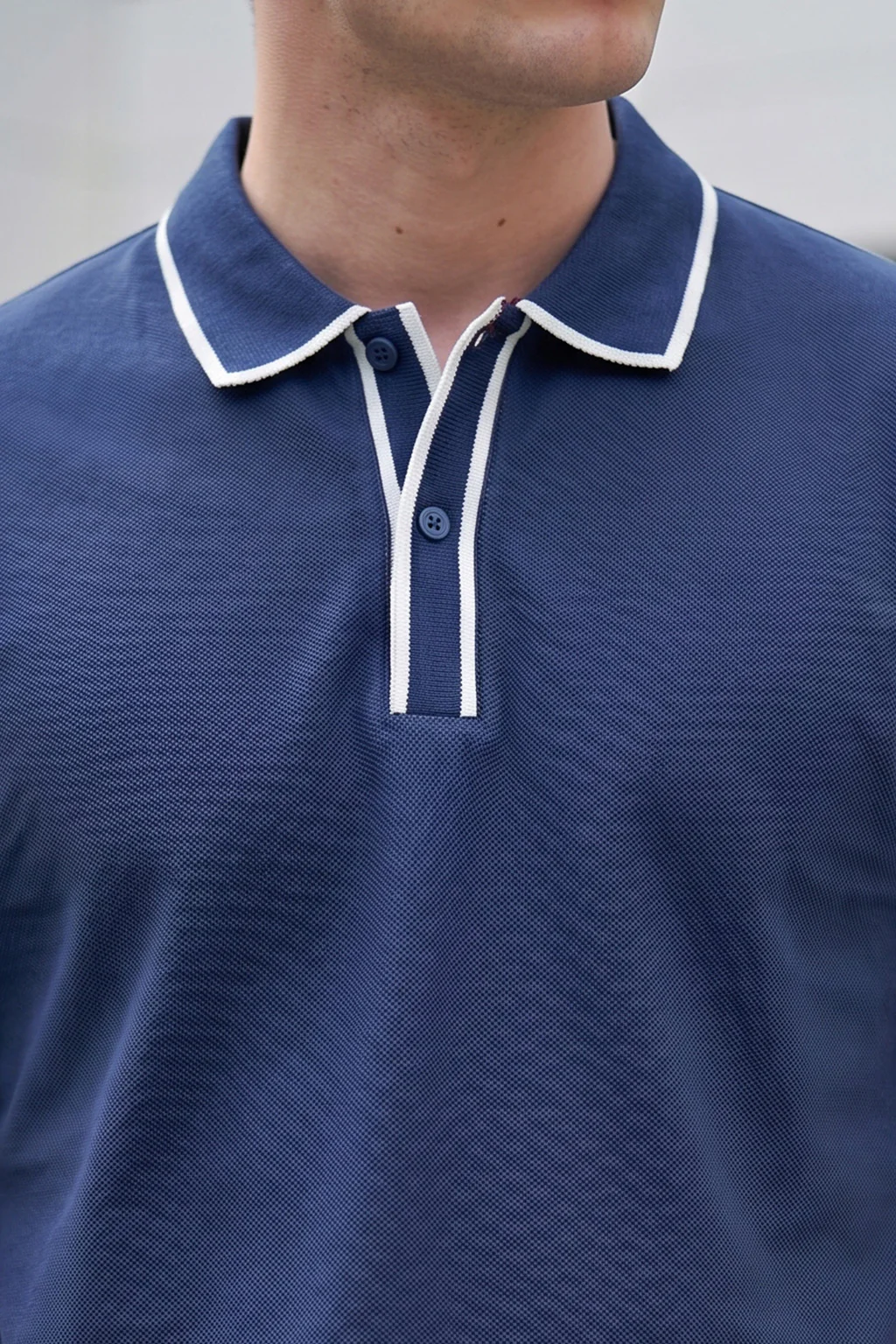 Navy Tipped Regular Fit Exclusive Pique Lycra Polo T-Shirt - Image 2