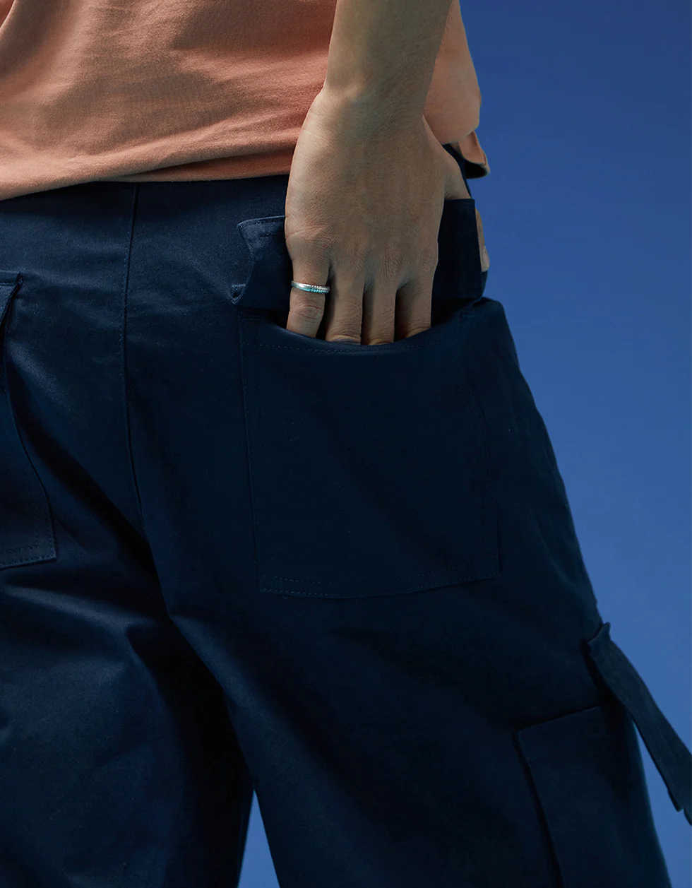 Navy Bellow Pocket Woven Exclusive Cargo Pant - Image 3