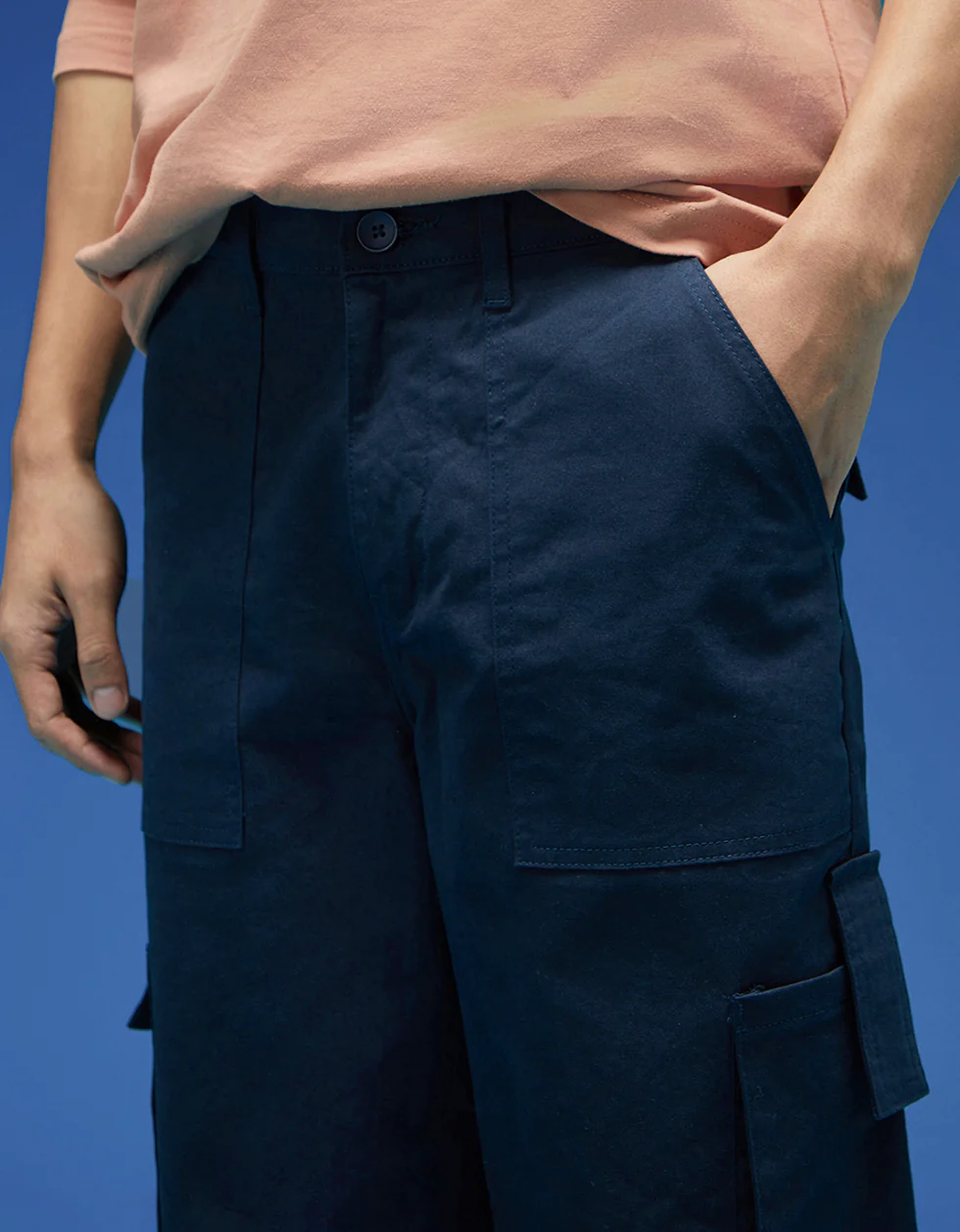 Navy Bellow Pocket Woven Exclusive Cargo Pant - Image 4