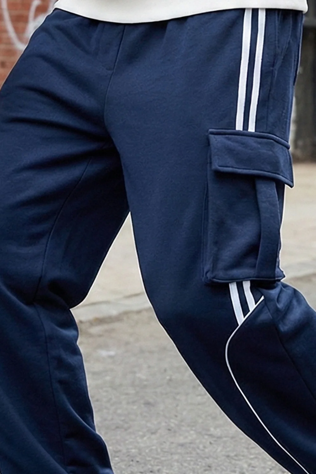 Navy and White Side Stripe Exclusive Knitted Cargo - Image 2