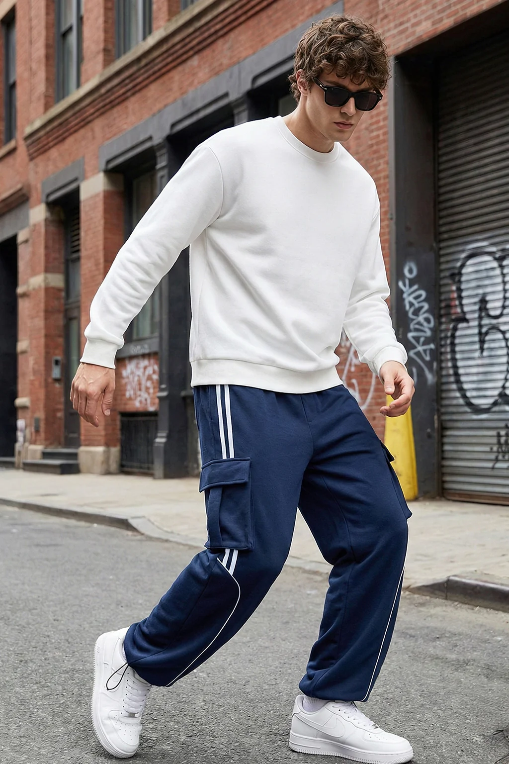Navy and White Side Stripe Exclusive Knitted Cargo - Image 5