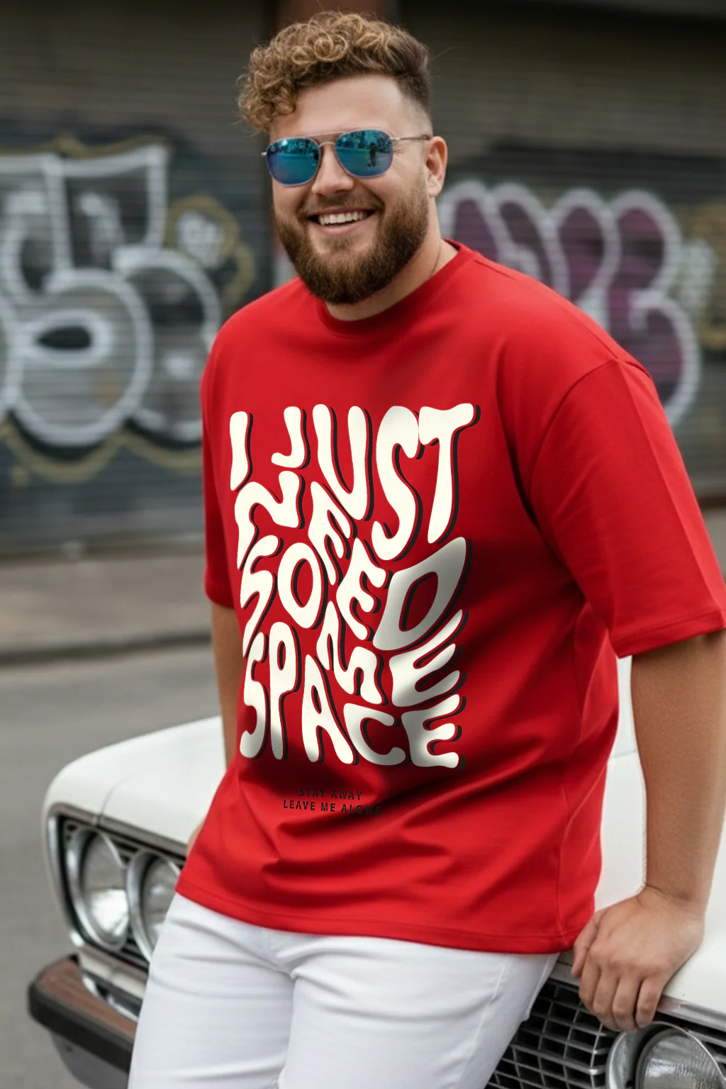 Need Some Space Red Graphic Printed Plus Size T-shirt - Image 2