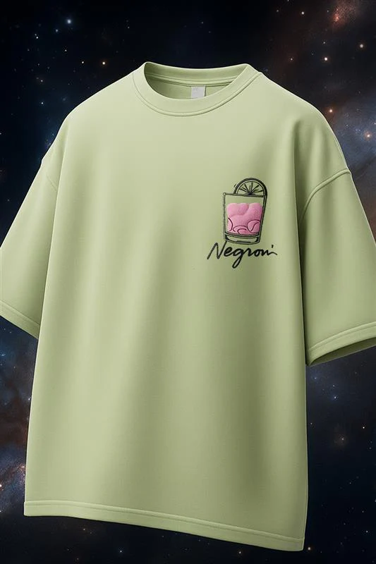 Negroni Lime Green Oversized Puff Printed Exclusive T-shirt - Image 2