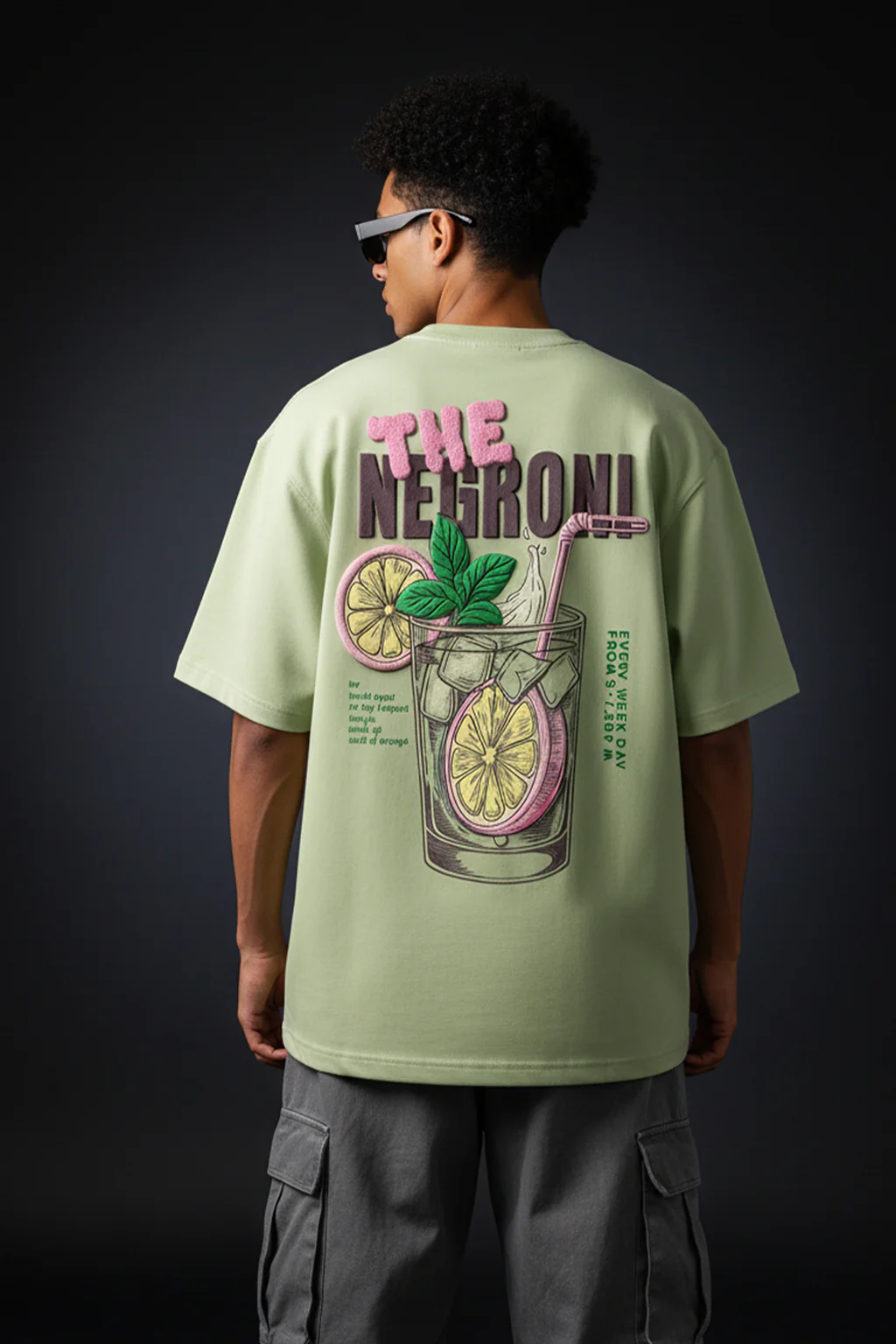 Negroni Lime Green Oversized Puff Printed Exclusive T-shirt - Image 3