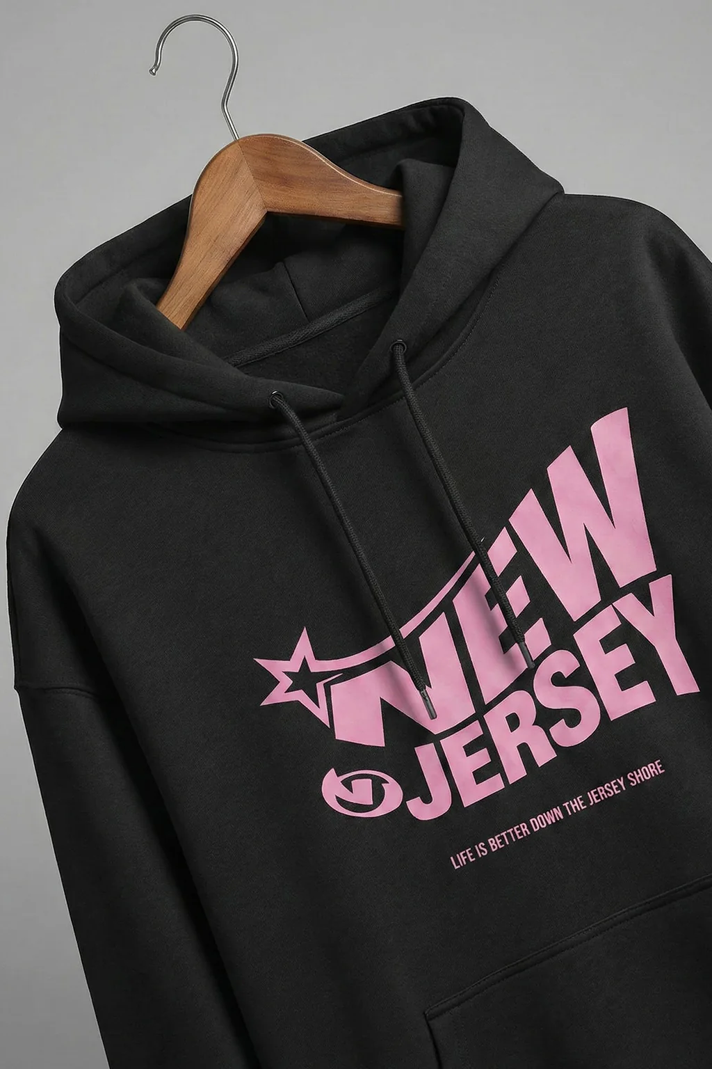 New Jersey Dark Grey Oversized Printed Hoodie - Image 3
