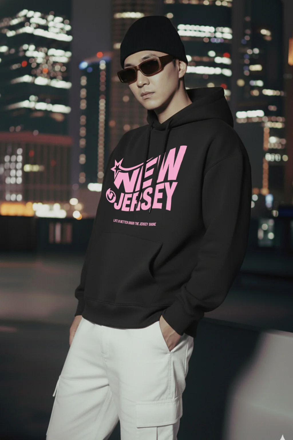 New Jersey Dark Grey Oversized Printed Hoodie - Image 5