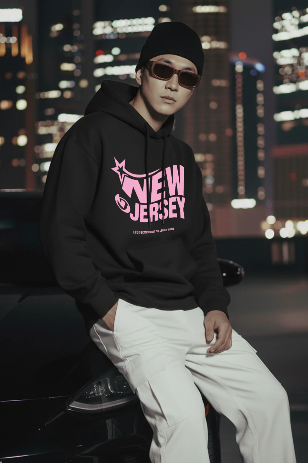 New Jersey Dark Grey Oversized Printed Hoodie - Image 7
