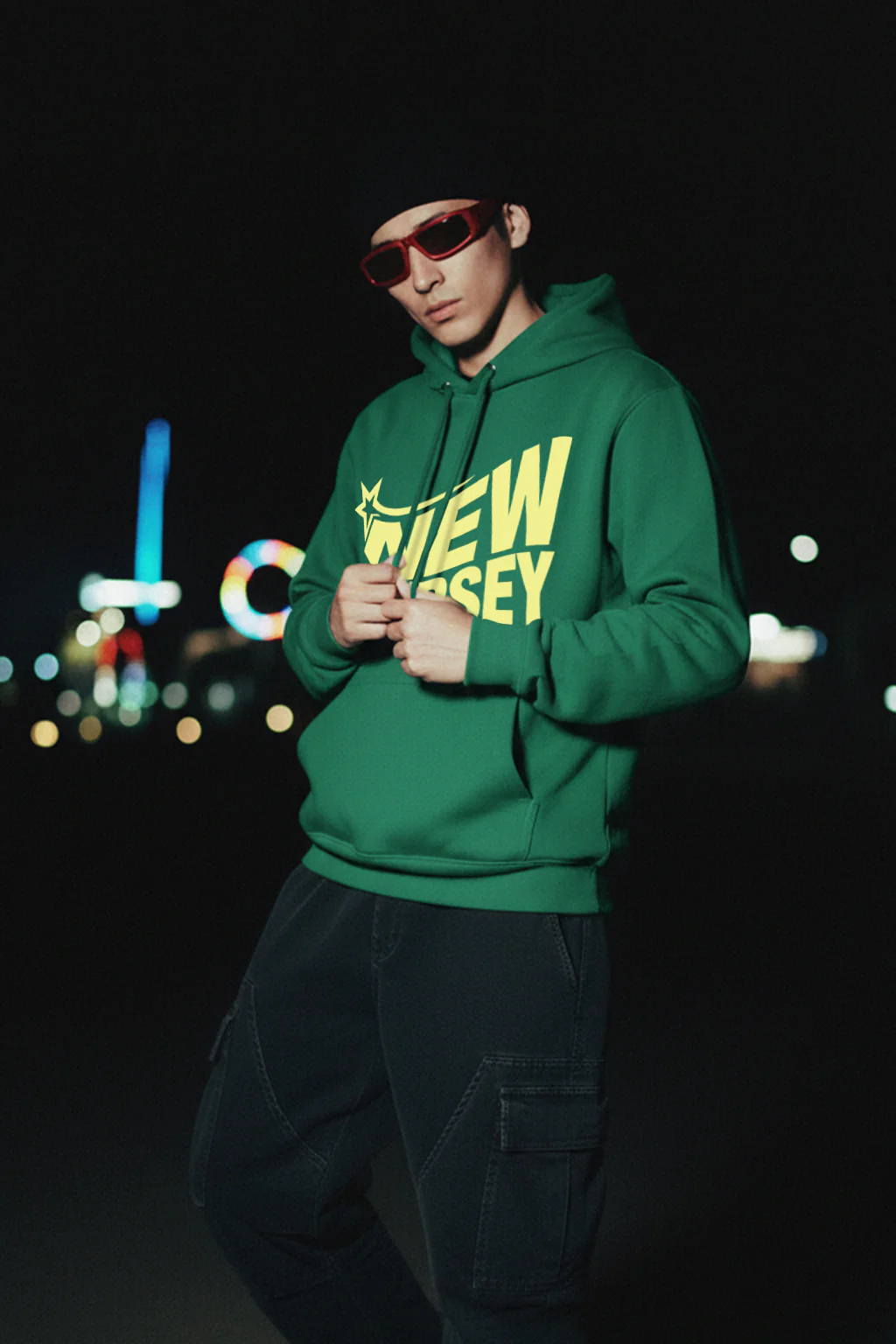 New jersey Green Oversized Printed Hoodie - Image 2